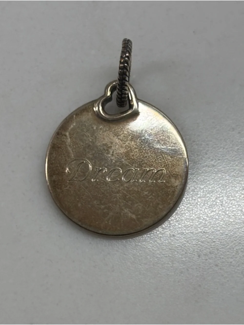 Pandora Sterling Pendant/Charm engraved with “Dream” & “Dare”